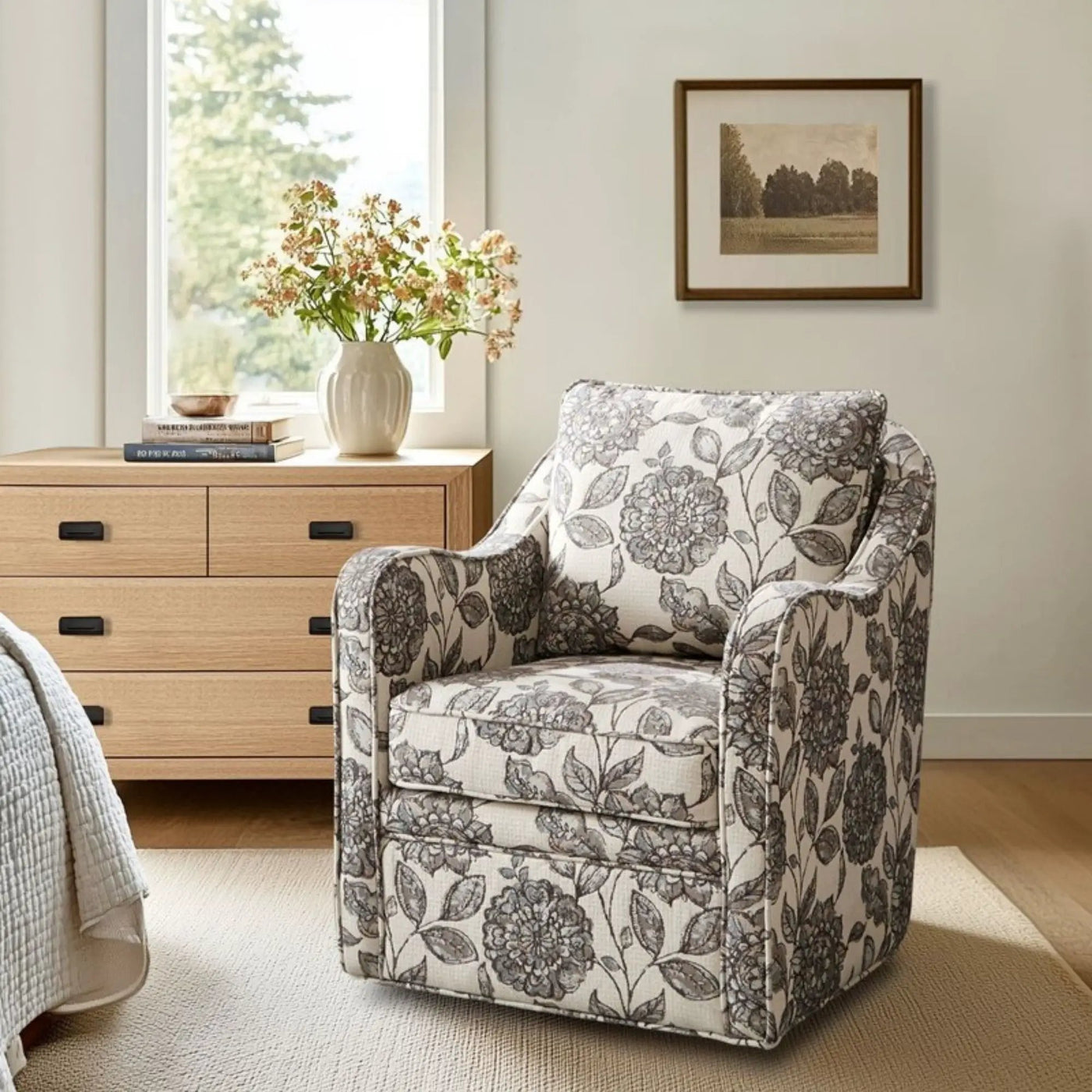 Wide Seat Arm Chair With 360 Degree Rotation by HouseOfZazla