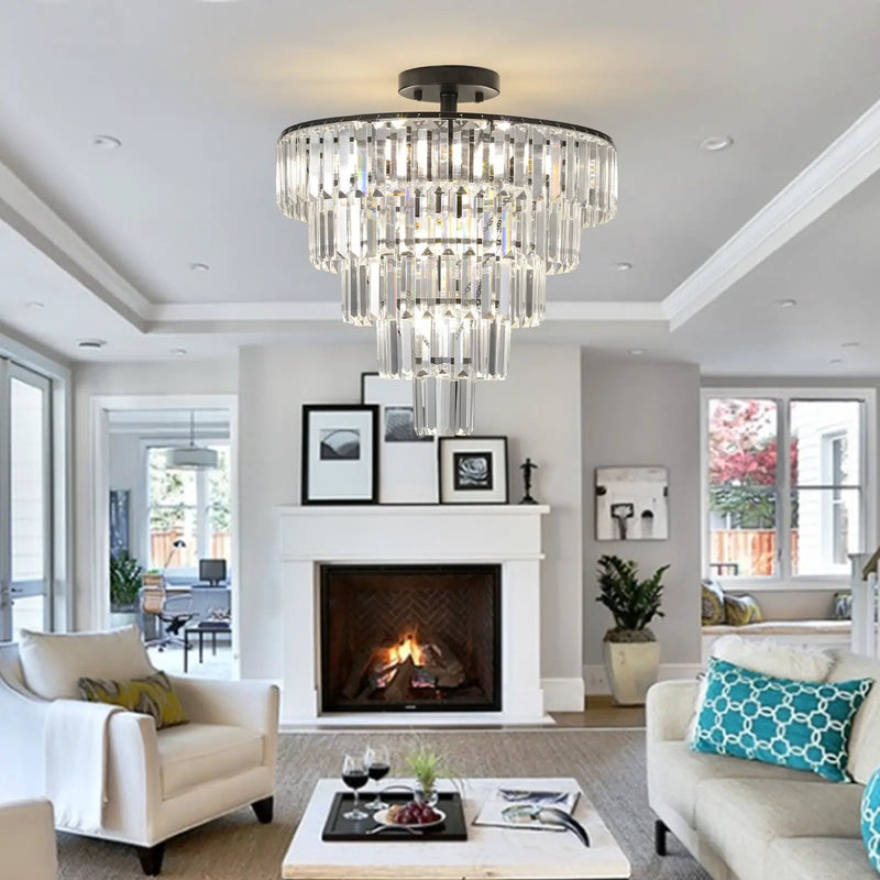 20" Black Crystal Chandelier Ceiling Light by HouseOfZazla