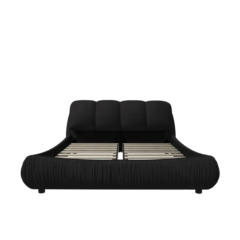 Luxury Upholstered Platform Bed With Oversized Padded Backrest And Solid Wood Frame by HouseOfZazla