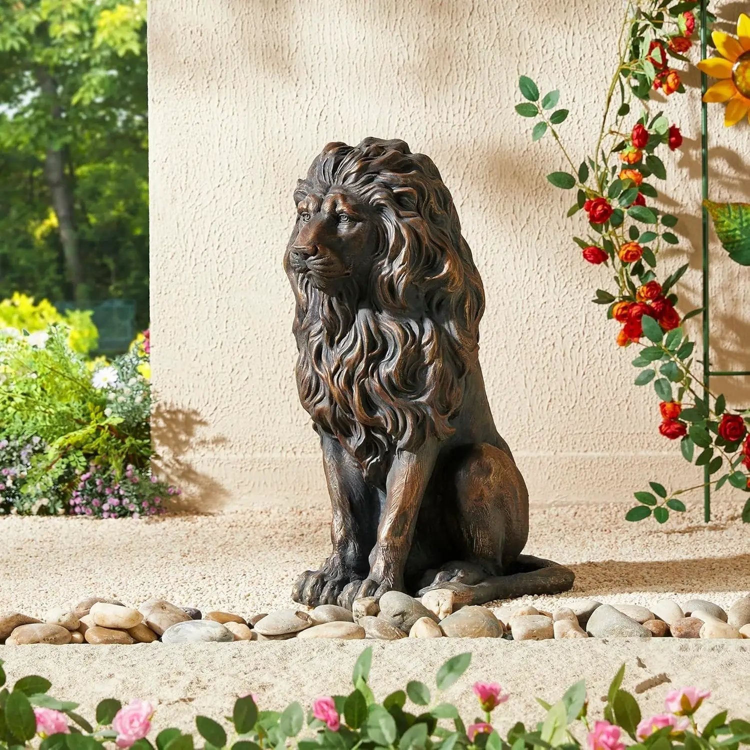 20.5" Resin Lion Statue, Outdoor and Indoor Decorative Sculpture by HouseOfZazla