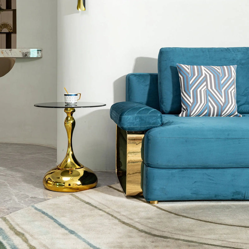 Modern Minimalist Coffee Table With Steel Legs And Tempered Glass Top by Unique Piece Furniture