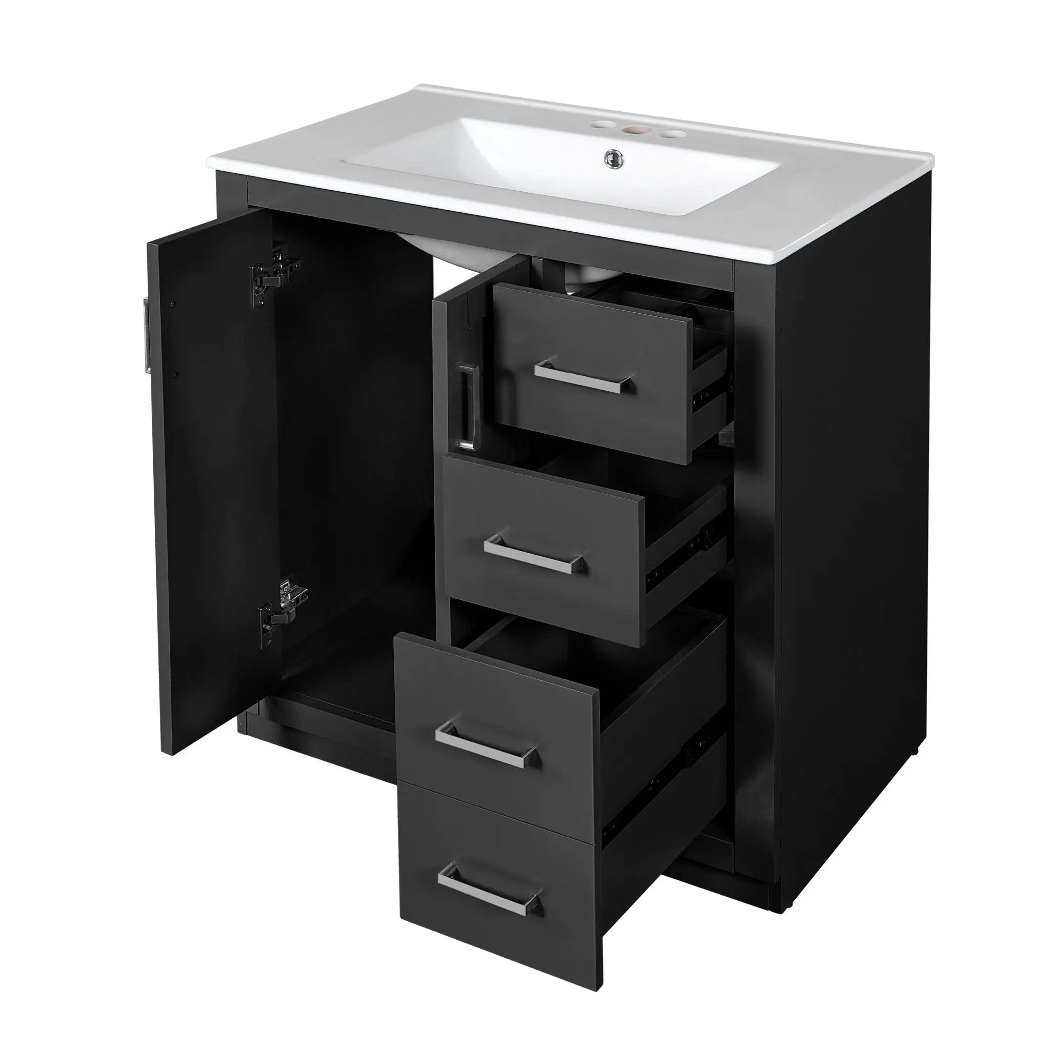 Bathroom Vanity With Sink, Storage Cabinet, Freestanding Set With 3 Drawers & Soft Closing Doors by HouseOfZazla