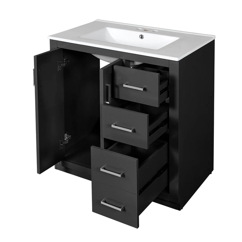 Bathroom Vanity With Sink, Storage Cabinet, Freestanding Set With 3 Drawers & Soft Closing Doors by HouseOfZazla