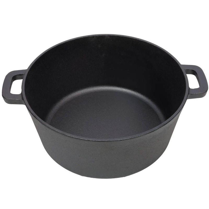 3 In 1 Pre-Seasoned Cast Iron Dutch Oven, 5 Quart with Silicone Handles by HouseOfZazla