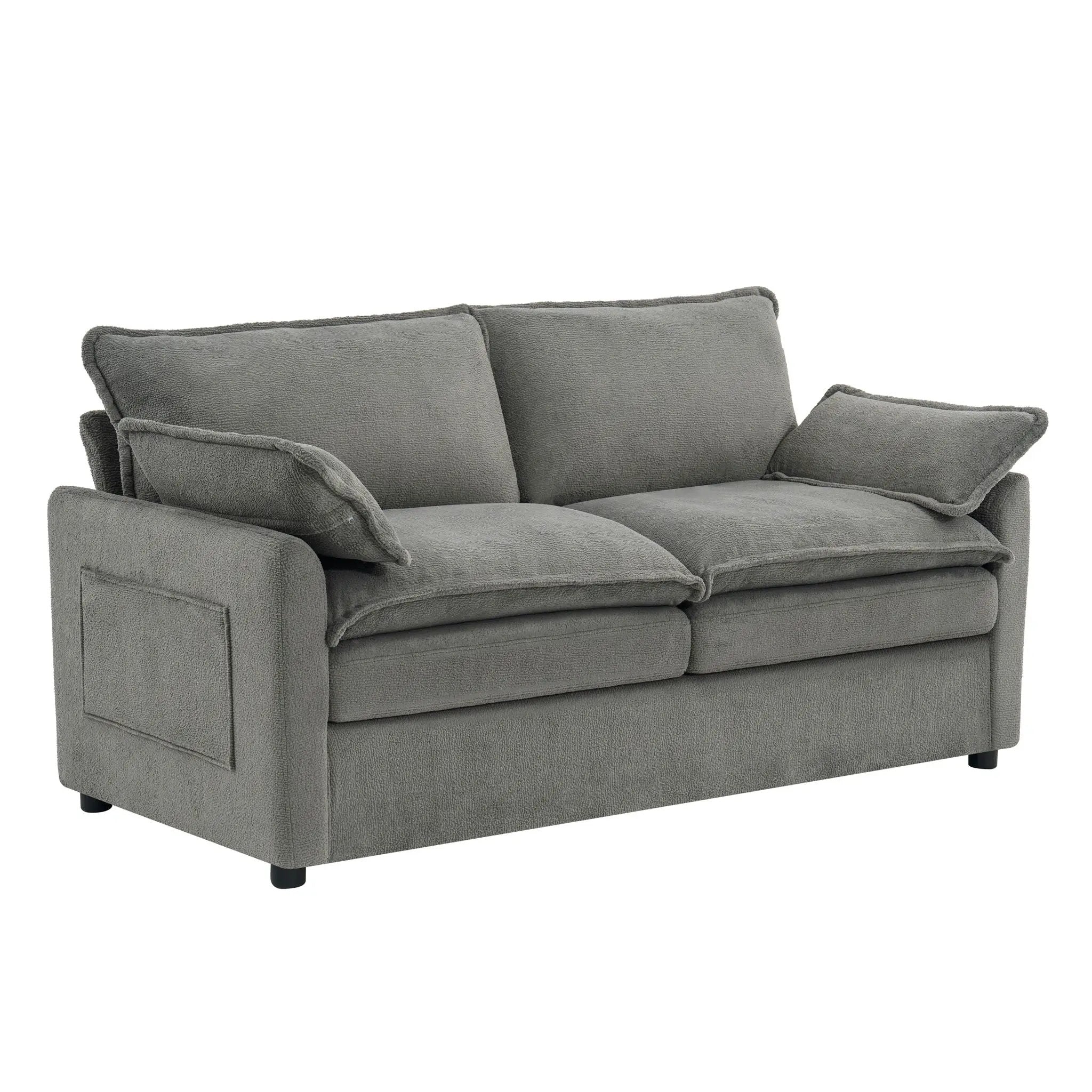 Modern Loveseat Sofa, Upholstered Couch With Side Storage Pockets by HouseOfZazla