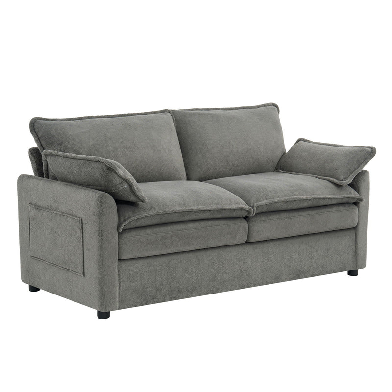 Modern Loveseat Sofa, Upholstered Couch With Side Storage Pockets by HouseOfZazla