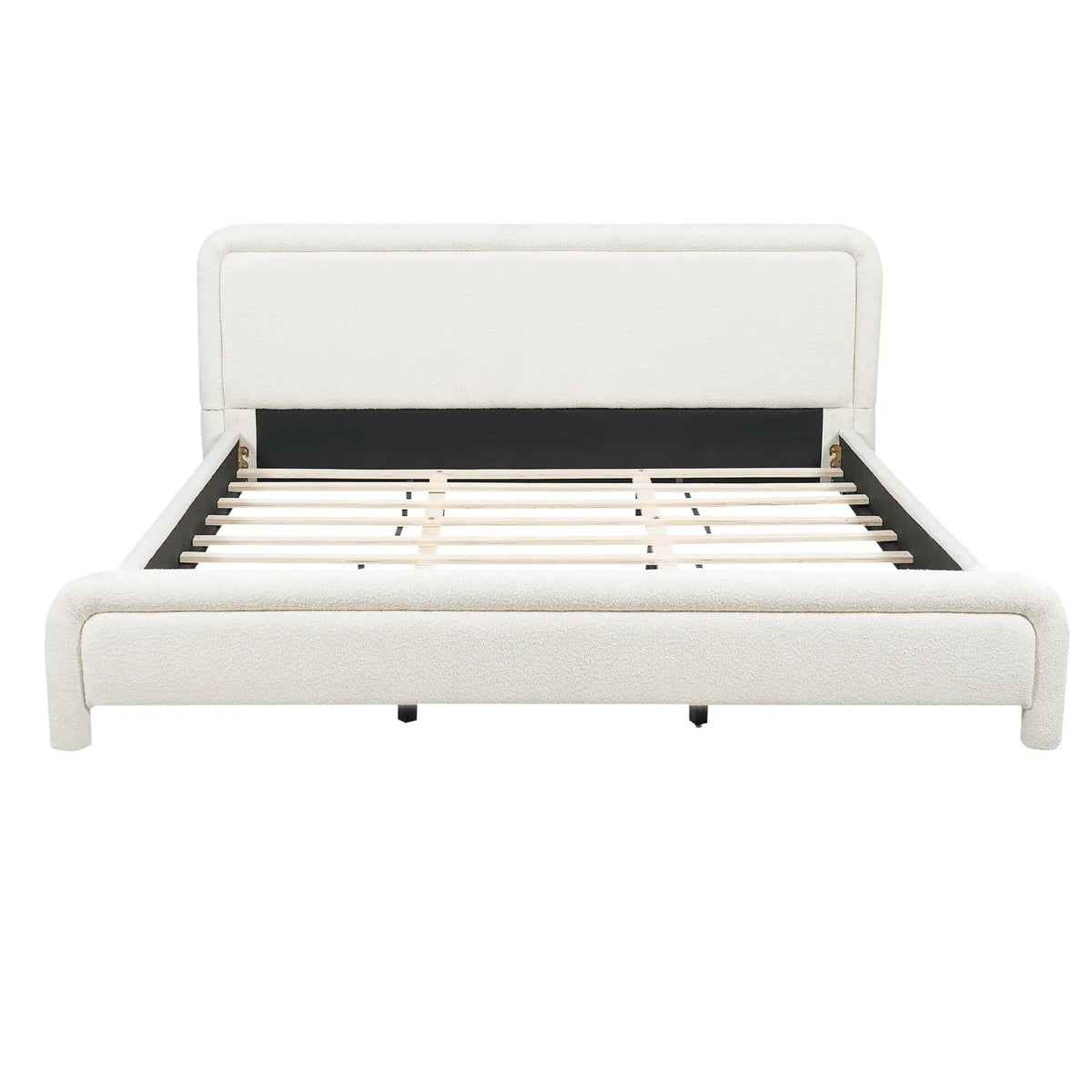 King Size Upholstered Platform Bed Frame with Curved Headboard by HouseOfZazla