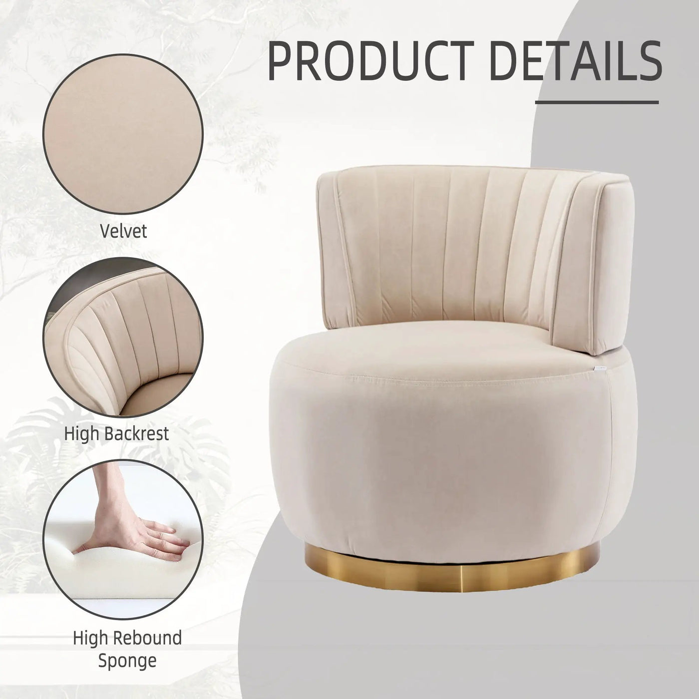 360 Degree Swivel Cuddle Barrel Accent Sofa Chair by Unique Piece Furniture