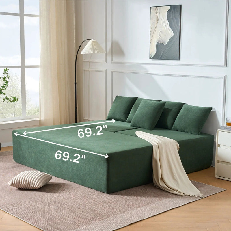 Modular L-Shaped Sectional Sofa With Deep Seat, Movable Chaise & 5 Pillows by HouseOfZazla