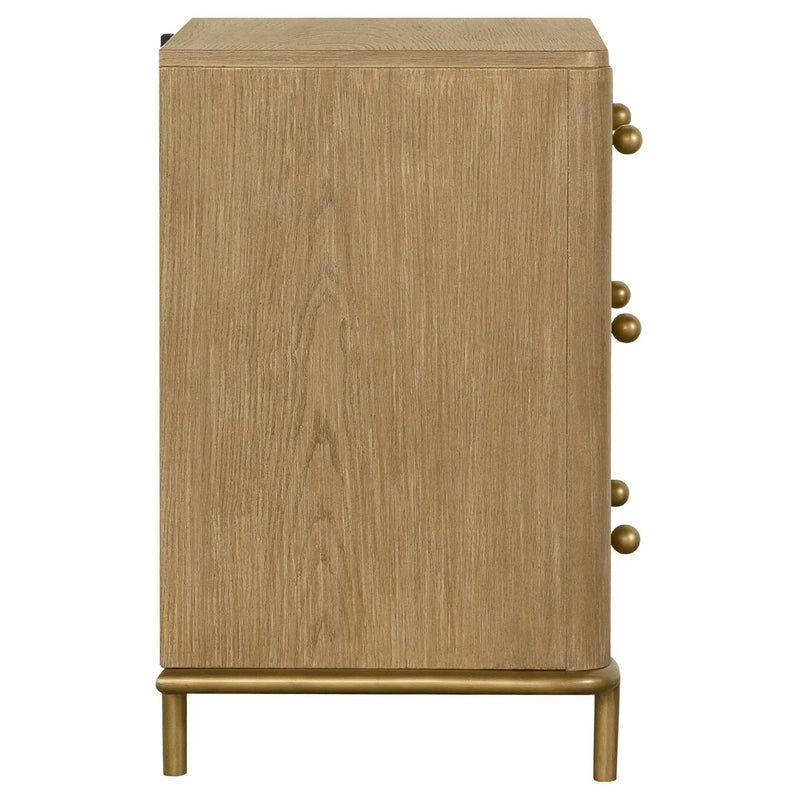 3 Drawer Nightstand With USB Ports - Brown