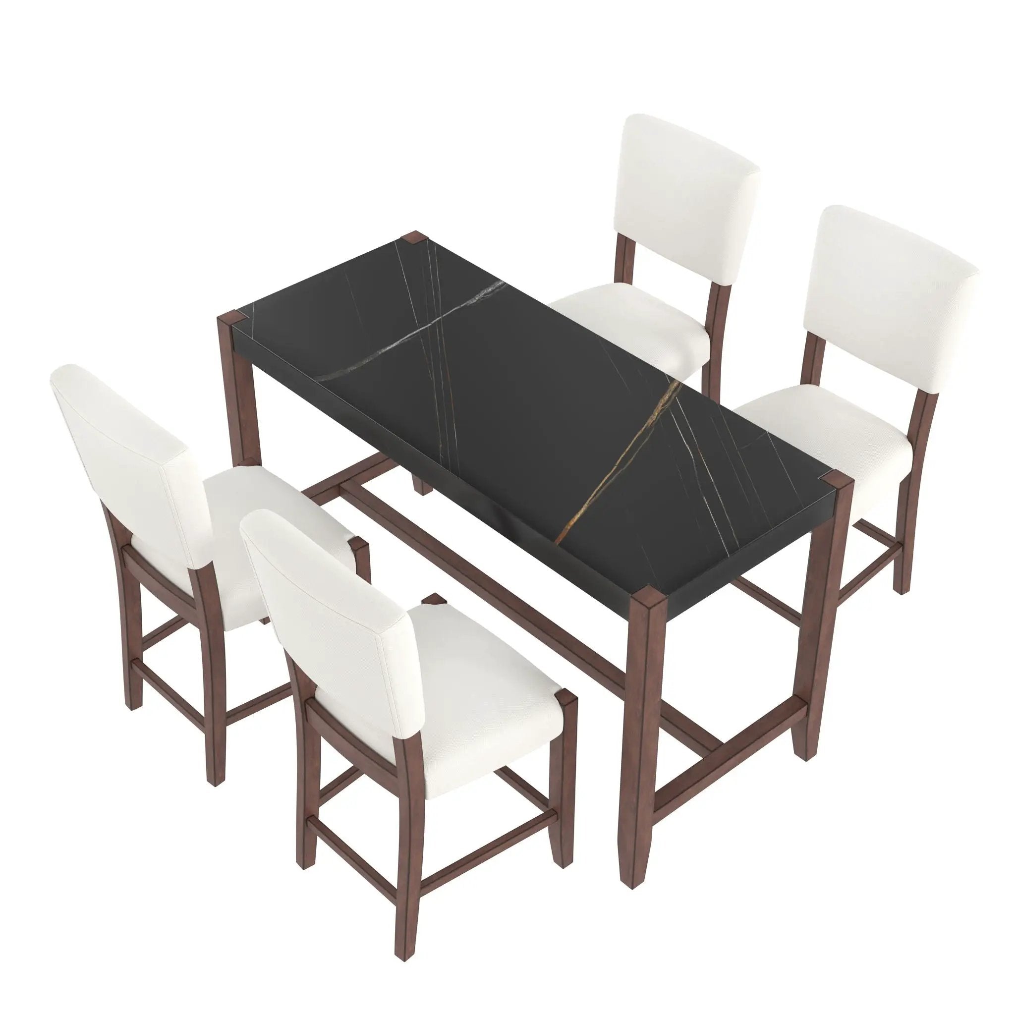 5 Piece Counter Height Dining Set, Bar Table With 4 Upholstered Chairs by HouseOfZazla