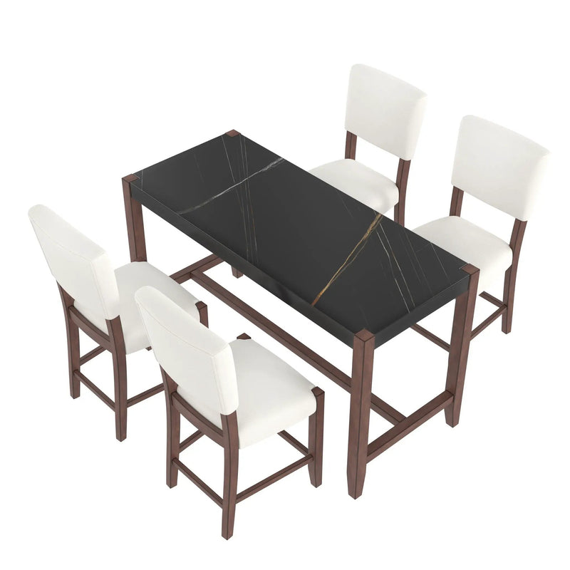 5 Piece Counter Height Dining Set, Bar Table With 4 Upholstered Chairs by HouseOfZazla