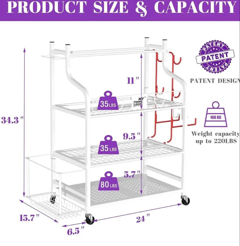 Mythinglogic Yoga Mat Storage Racks, Home Gym Storage Rack for Dumbbells Kettlebells Foam Roller, Yoga Strap and Resistance Bands, Workout Equipment Storage Organizer With Hooks and Wheels by Selzalot
