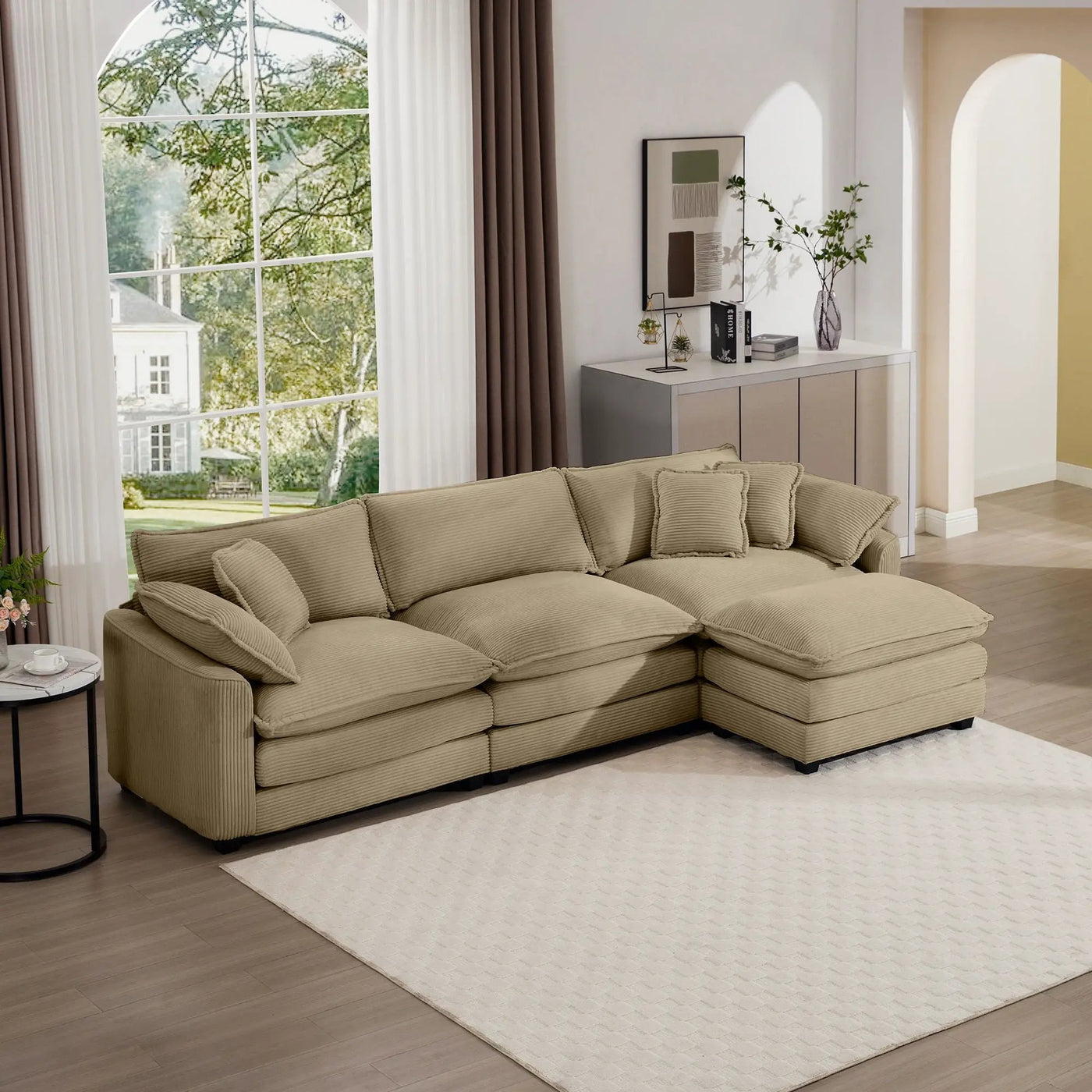 Modern Oversized Modular Cushion Sofa With Ottoman, Low Back, Deep Seating Sofa Set by HouseOfZazla