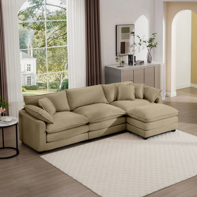 Modern Oversized Modular Cushion Sofa With Ottoman, Low Back, Deep Seating Sofa Set by HouseOfZazla