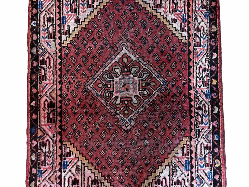 4x6 Antique Rug Handmade Wool Rug Organic Dyes Red Ivory Red Tribal Rug Boho Rug by Jewel Rugs
