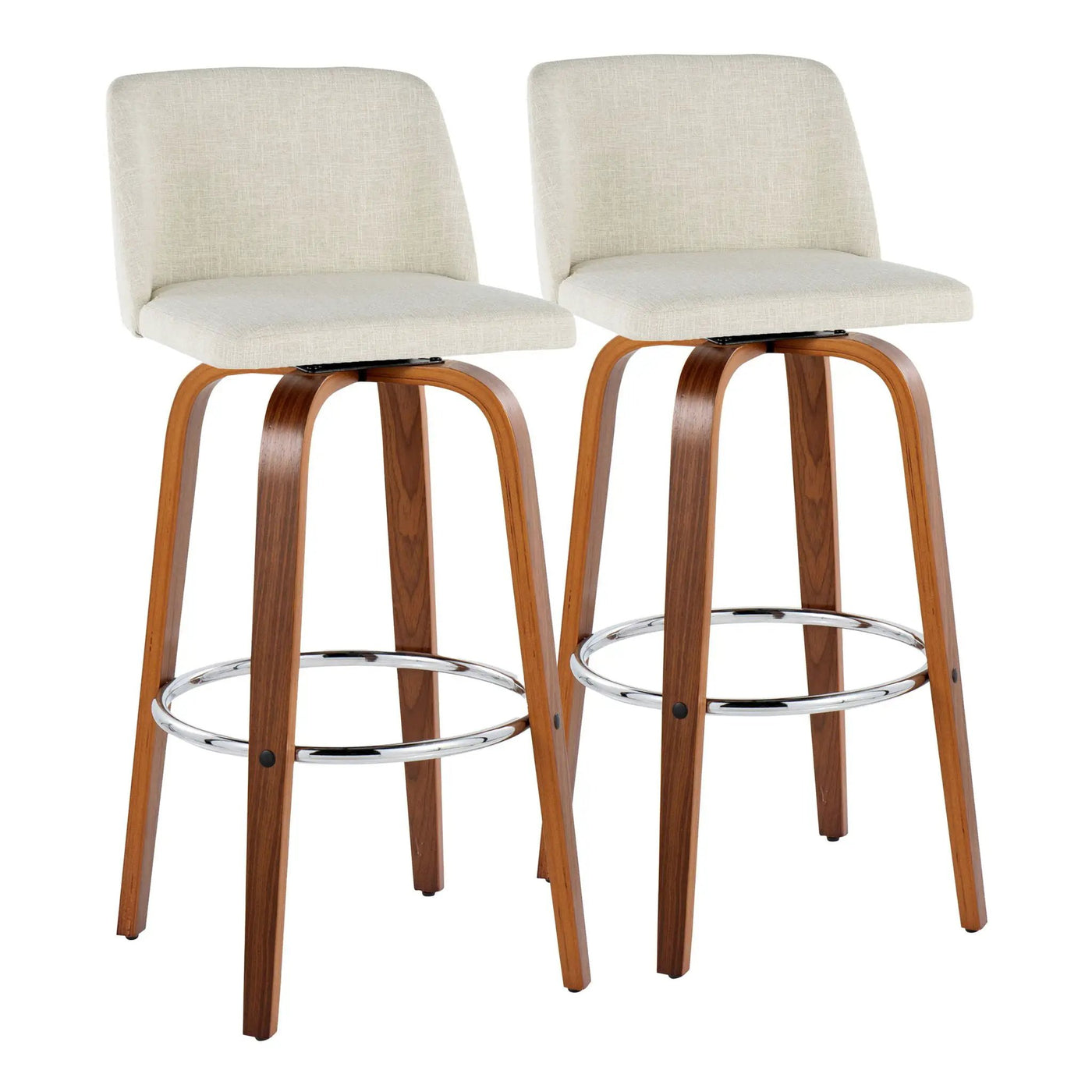 Toriano - Contemporary, Fixed Height Barstool Swivel & Round Footrest (Set of 2) by HouseOfZazla