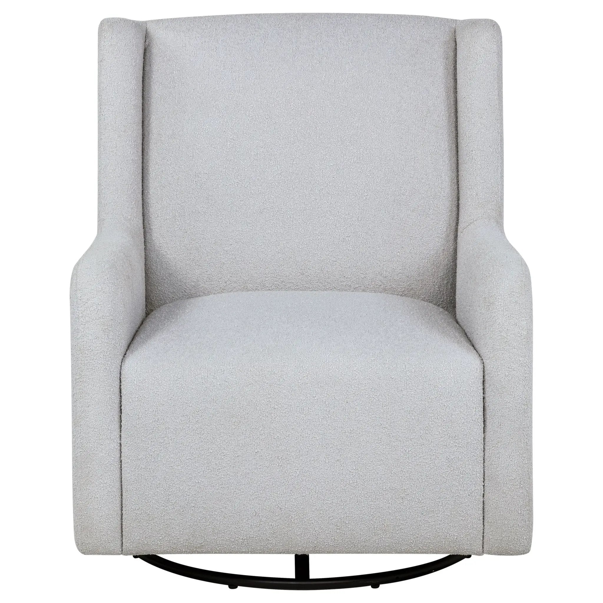 Serra Boucle Upholstered Swivel Glider Dove Grey by Unique Piece Furniture