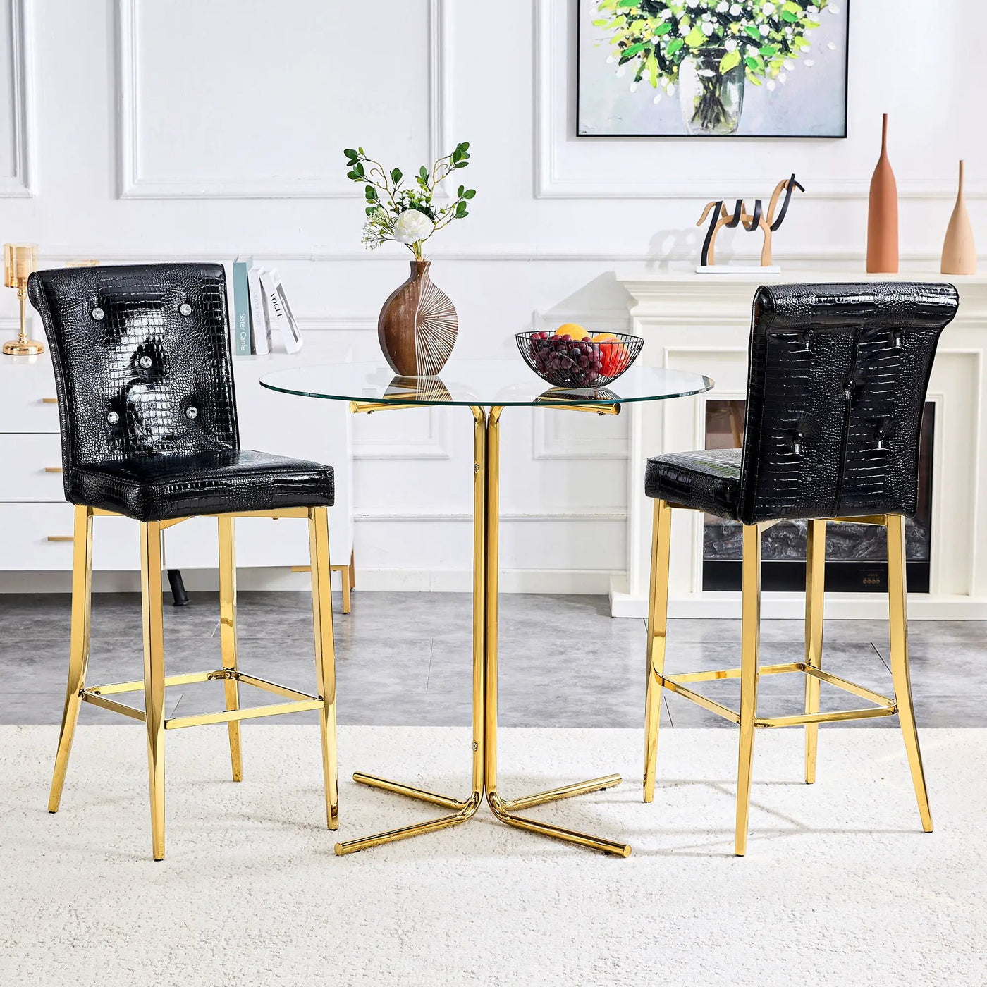 Bar Chairs With Crystal Clasp Design (Set of 2) by Unique Piece Furniture