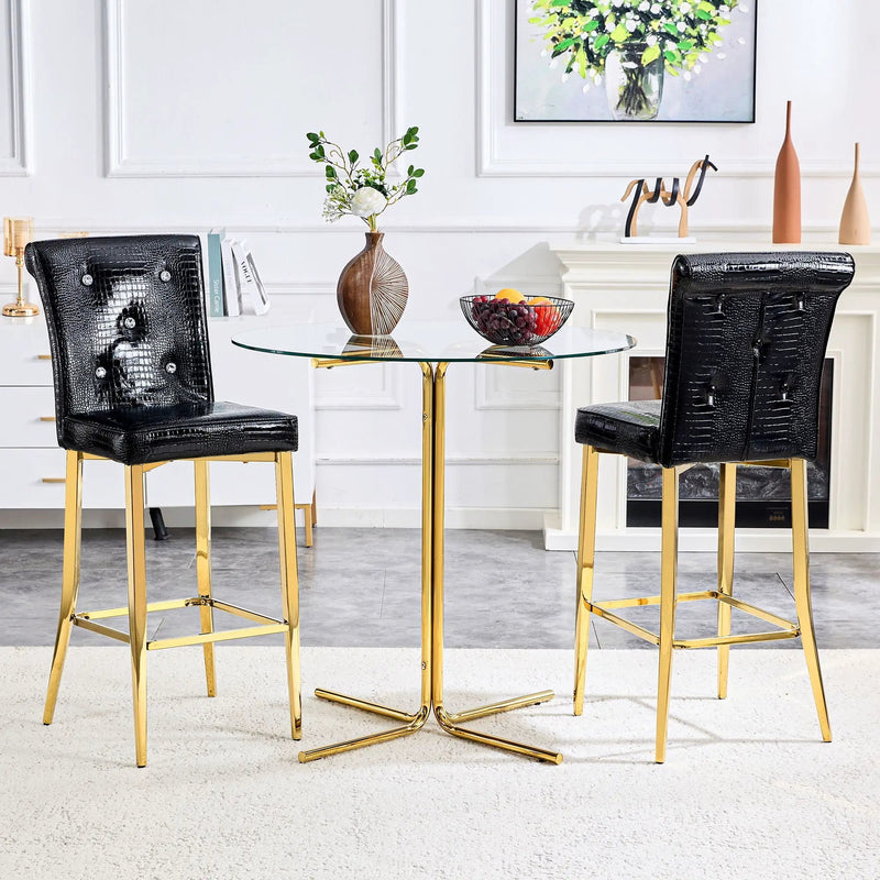 Bar Chairs With Crystal Clasp Design (Set of 2)