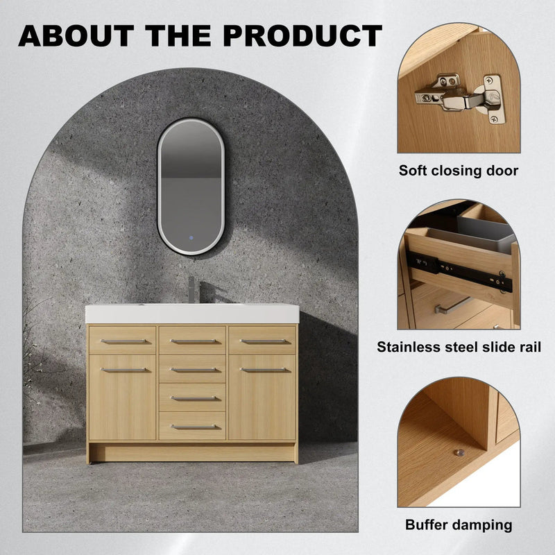 Freestanding Bathroom Vanity With Resin Sink, Soft-Closing Doors And Drawers by Unique Piece Furniture