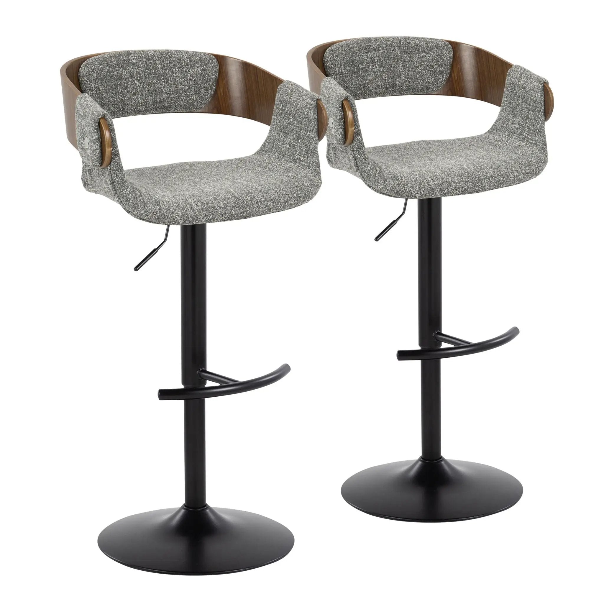 Elisa - Mid Century Modern Adjustable Barstool With Swivel & Rounded T Footrest (Set of 2) by Unique Piece Furniture