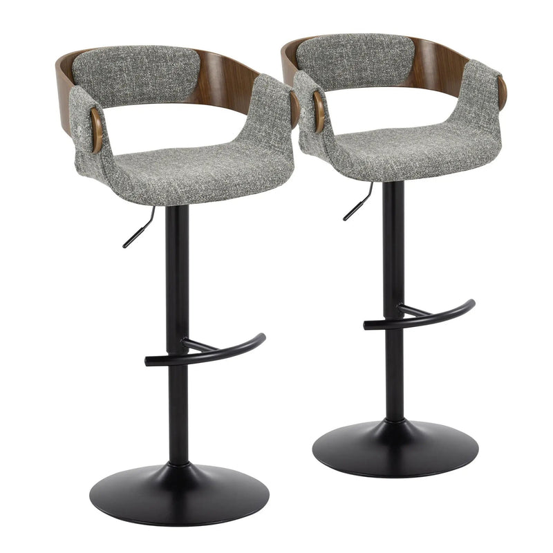 Elisa - Mid Century Modern Adjustable Barstool With Swivel & Rounded T Footrest (Set of 2) by Unique Piece Furniture