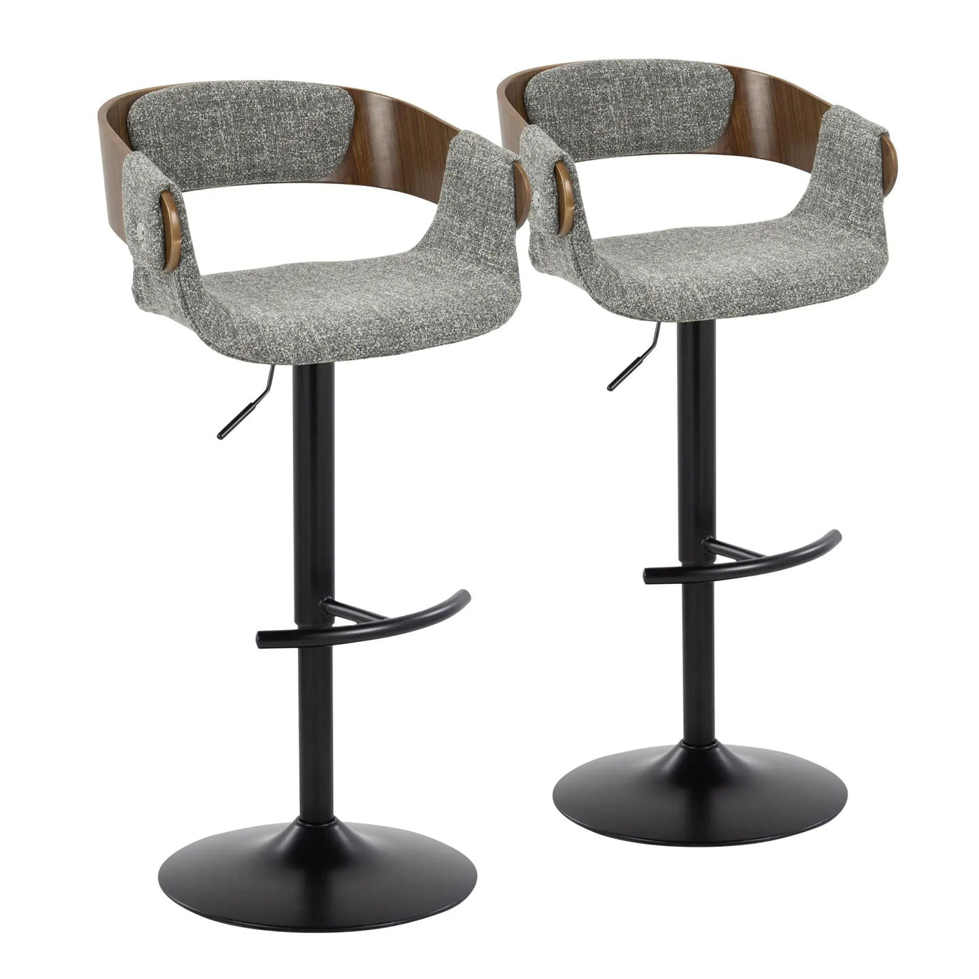 Elisa - Mid Century Modern Adjustable Barstool With Swivel & Rounded T Footrest (Set of 2) by HouseOfZazla
