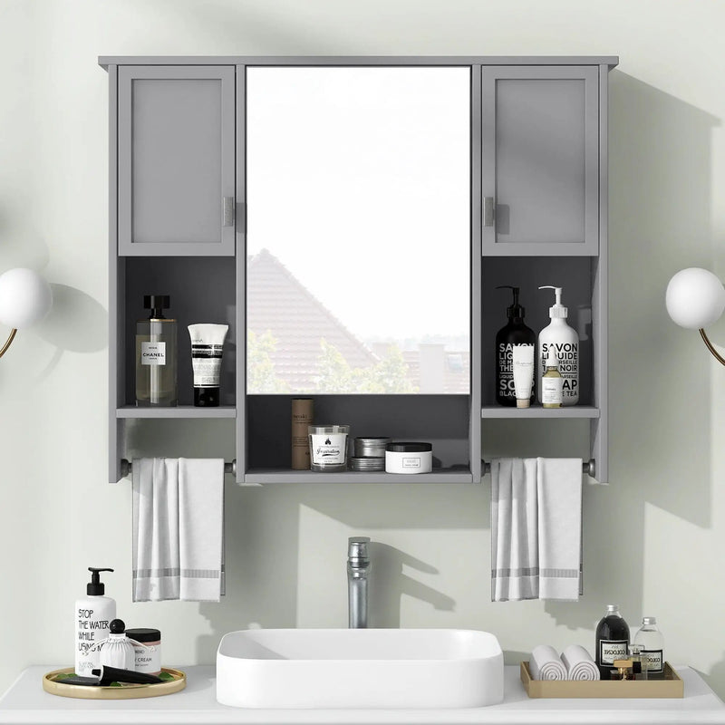 Wall Mounted Bathroom Storage Cabinet With Mirror, Medicine Cabinet With Towel Bar by Unique Piece Furniture