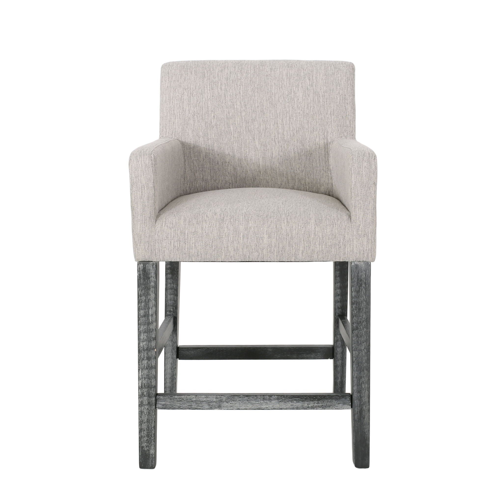 Charmed Upholstered Counter Stool with H-Frame Base and Round Arms by HouseOfZazla