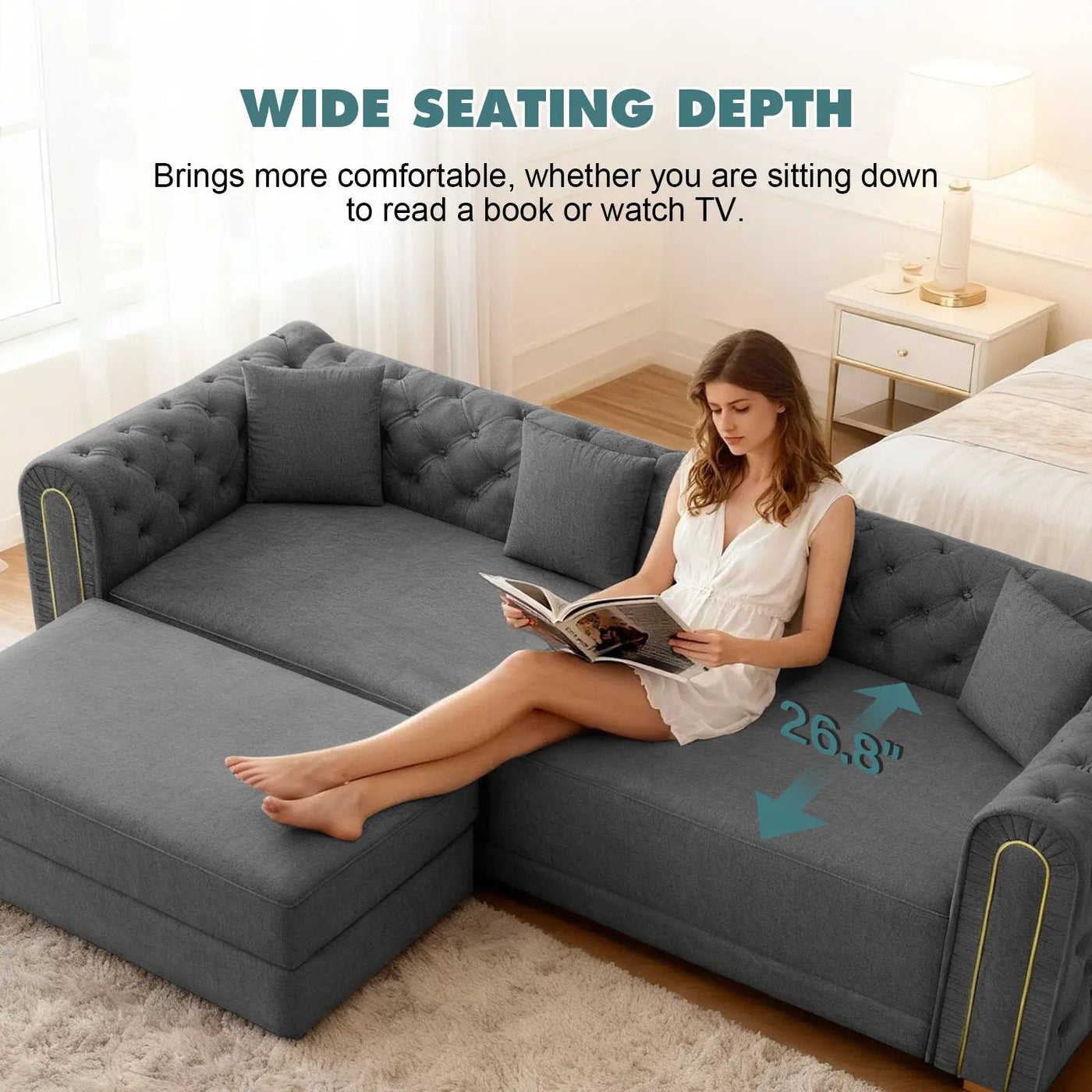 3-In-1 Convertible Sleeper Sofa With Movable Ottoman For Living Room by HouseOfZazla