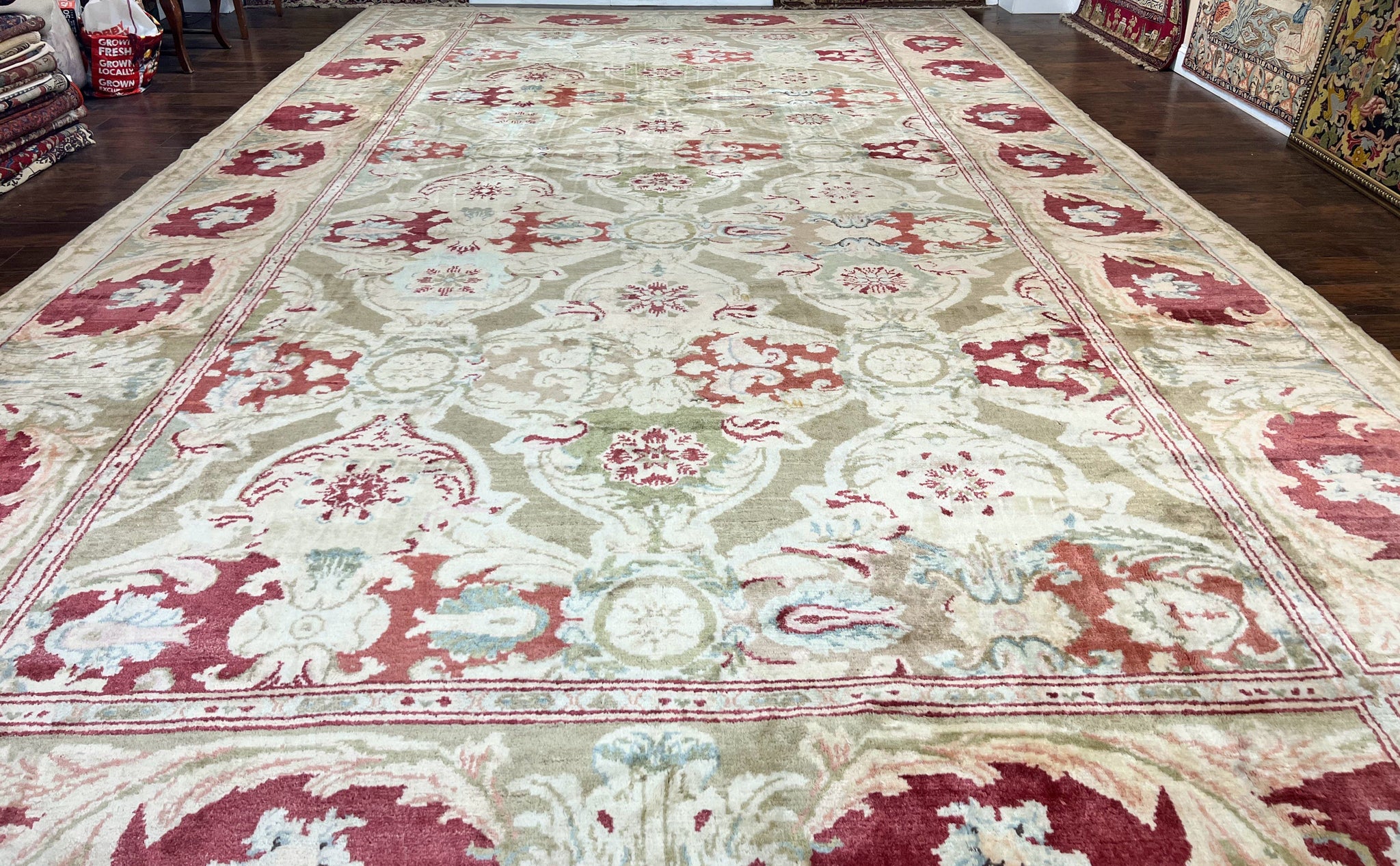 Large Egyptian Oushak Rug 12x21, Wool Handmade Vintage Carpet, Allover Pattern, Oversized 12 x 21 ft Traditional Rug by Jewel Rugs