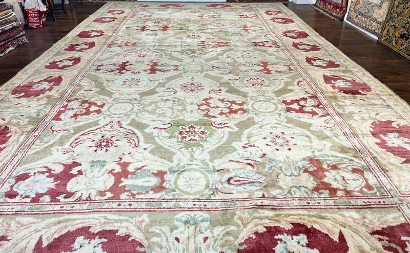 Large Egyptian Oushak Rug 12x21, Wool Handmade Vintage Carpet, Allover Pattern, Oversized 12 x 21 ft Traditional Rug by Jewel Rugs