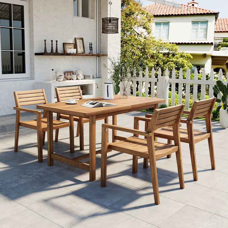 U_STYLE 5-Piece Outdoor Acacia Wood Dining Set by HouseOfZazla