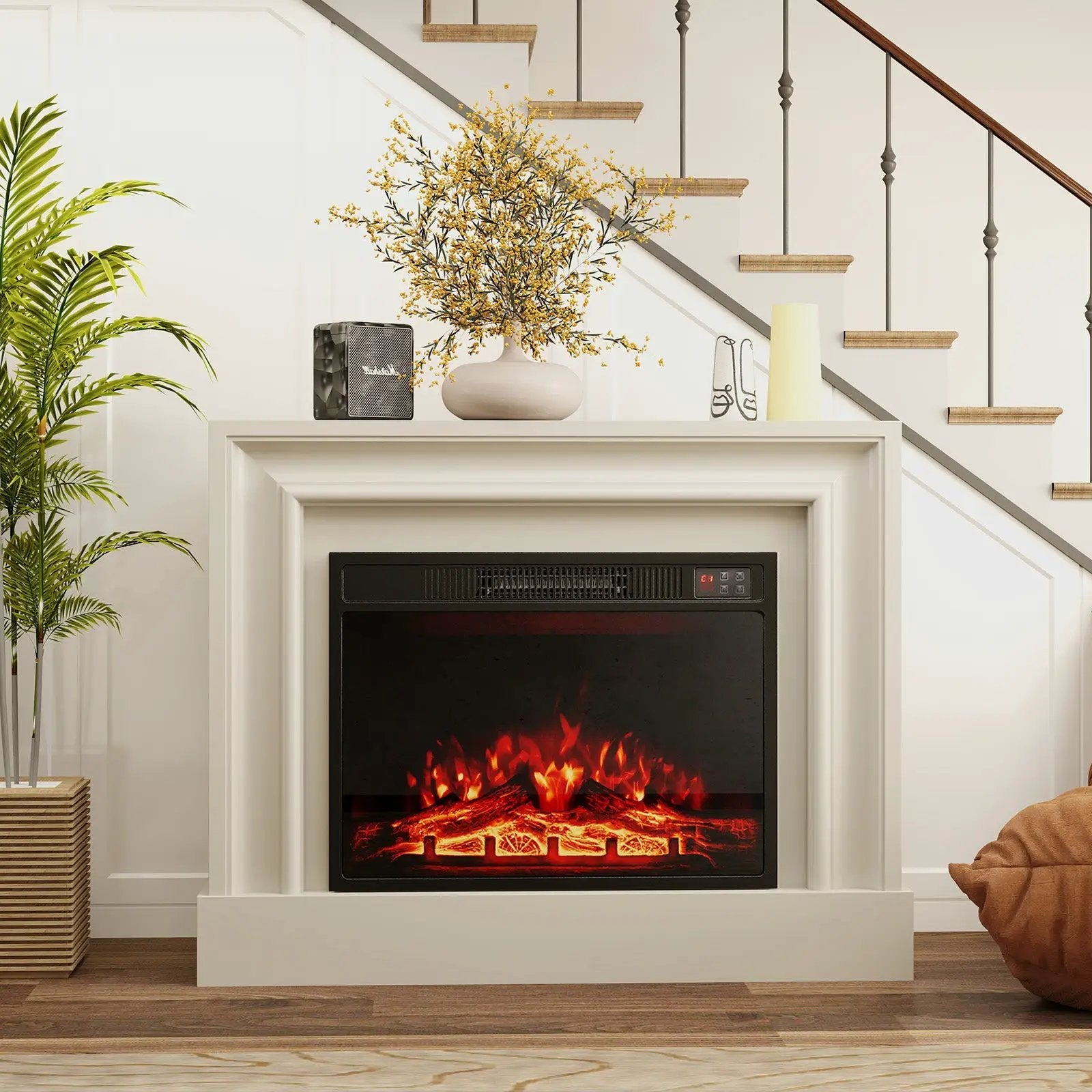 23 Inch Electric Fireplace Insert Fireplace Heater with Adjustable Flame Color by DirectDeals