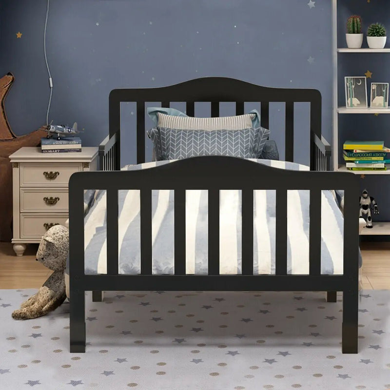 Classic Design Kids Wood Toddler Bed Frame with Two Side Safety Guardrails by DirectDeals