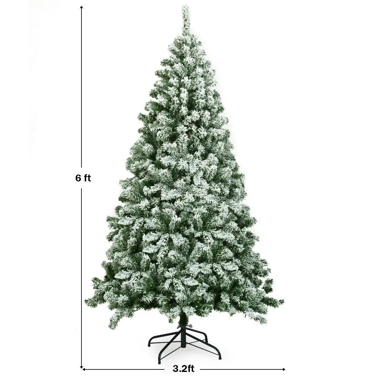 6 Feet Snow Flocked Artificial Christmas Tree Hinged with 928 Tips by DirectDeals