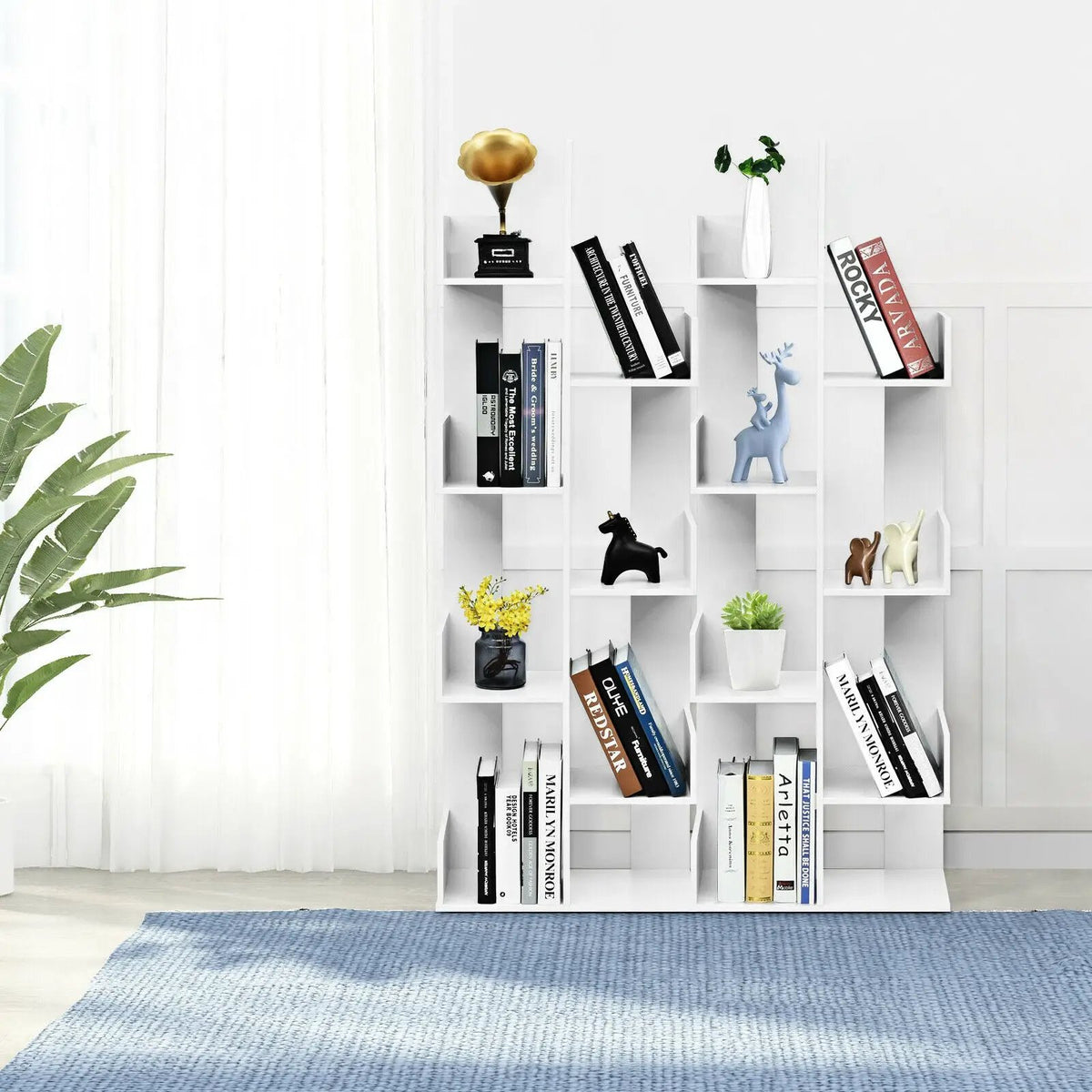 8-Tier Bookshelf Bookcase with 8 Open Compartments Space-Saving Storage Rack, photo 3 of 10