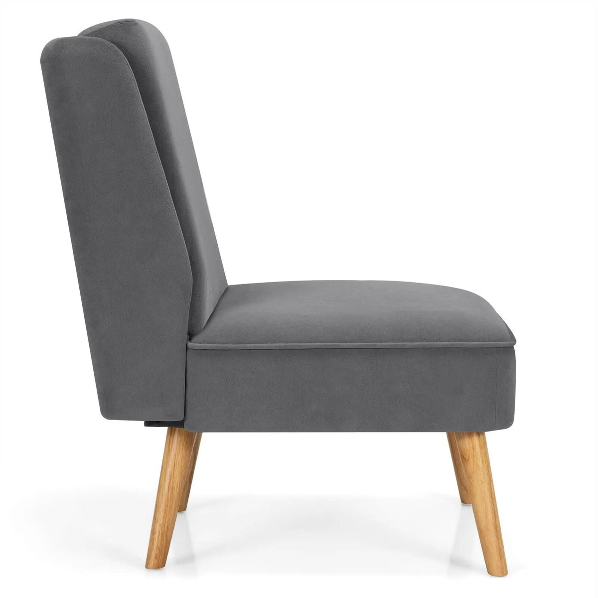 Velvet Accent Armless Side Chair with Rubber Wood Legs for Bedroom, photo 19 of 24