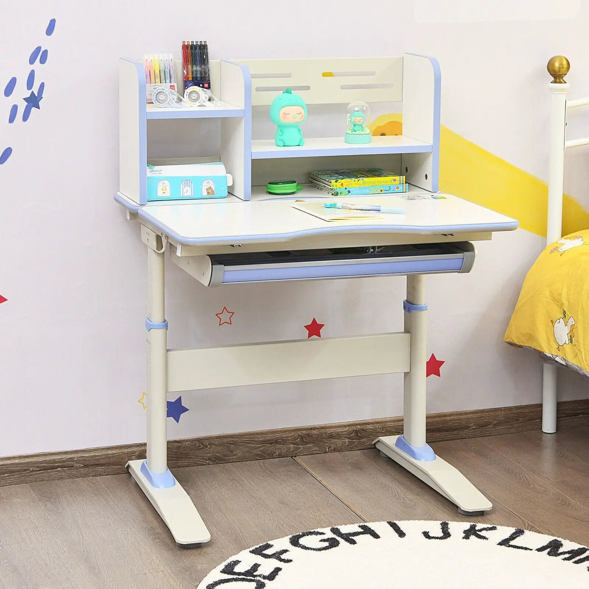 Kids Multifunctional Writing Desk with Tilt Desktop and Book Shelf, photo 2 of 16