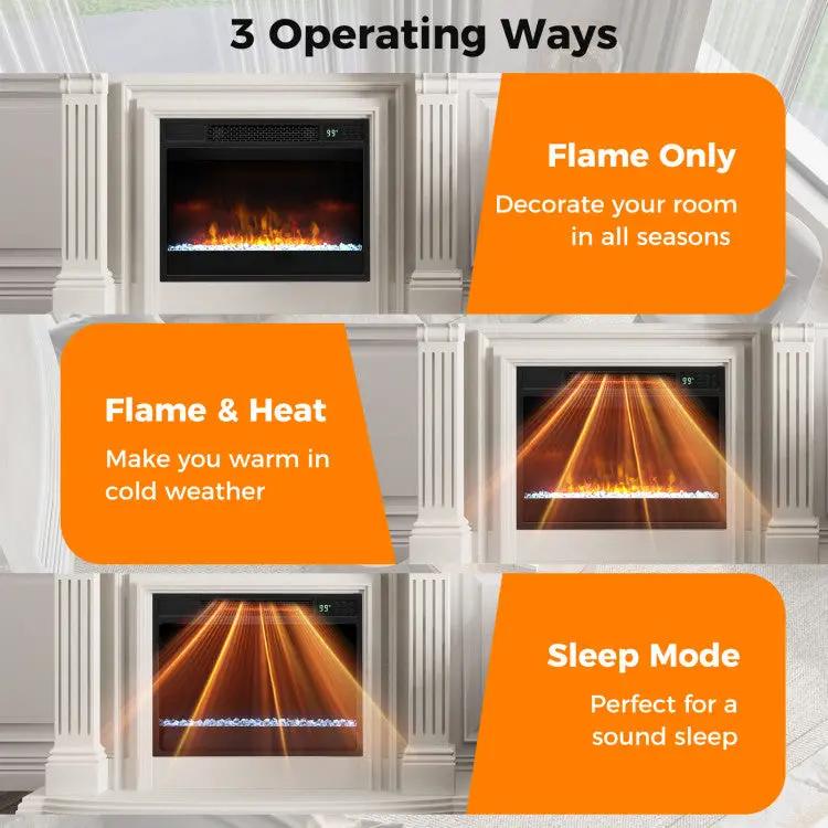 23 Inch 1500W Recessed Electric Fireplace Insert with Remote Control by DirectDeals