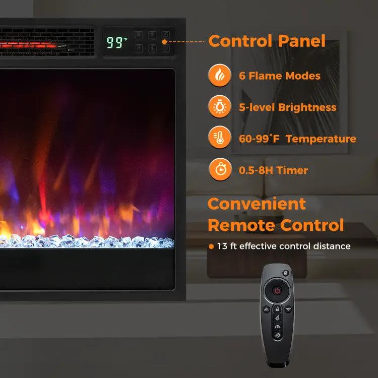 23 Inch 1500W Recessed Electric Fireplace Insert with Remote Control by DirectDeals