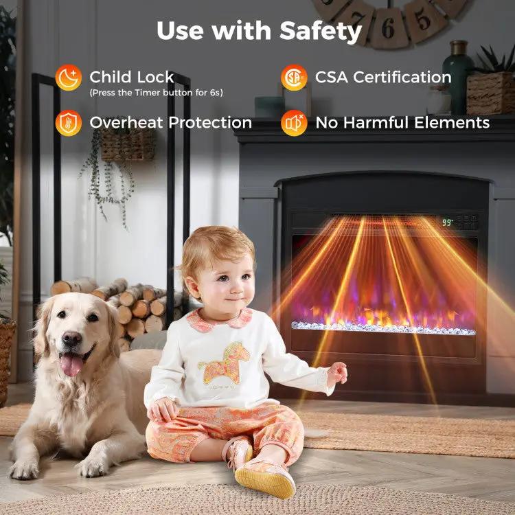 23 Inch 1500W Recessed Electric Fireplace Insert with Remote Control by DirectDeals