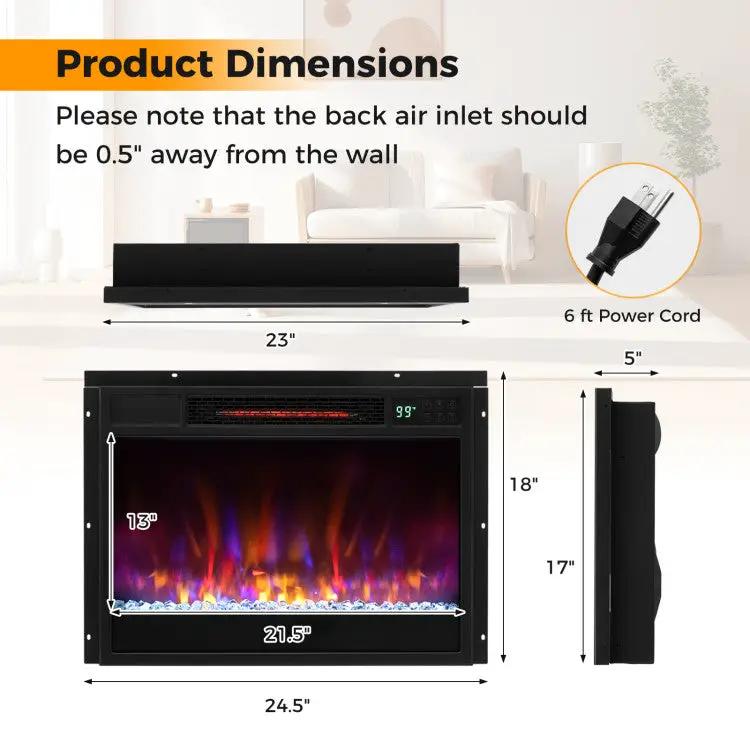 23 Inch 1500W Recessed Electric Fireplace Insert with Remote Control by DirectDeals