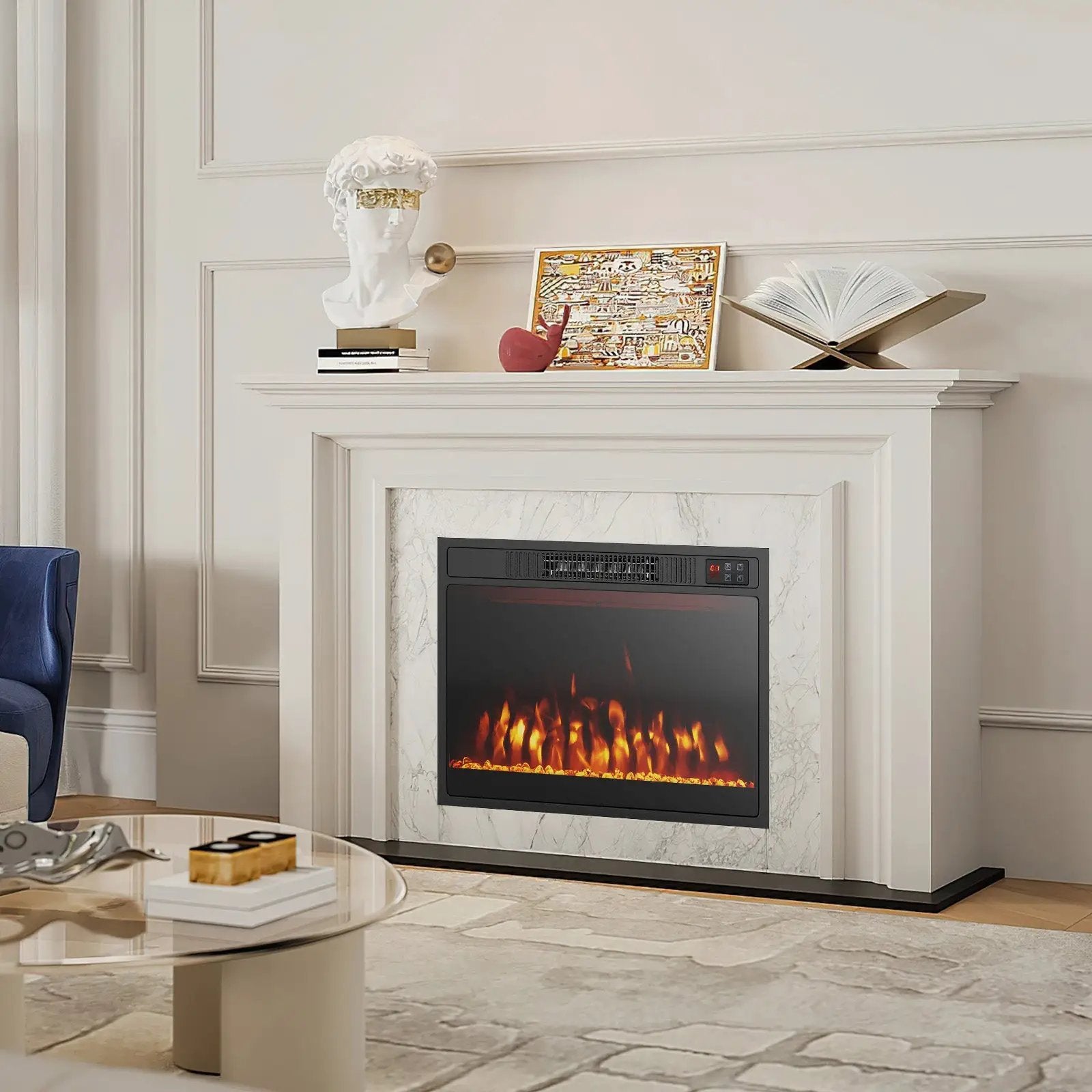 23 Inches 750W/1500W Electric Fireplace Heater with Alter Flame Color and Brightness by DirectDeals