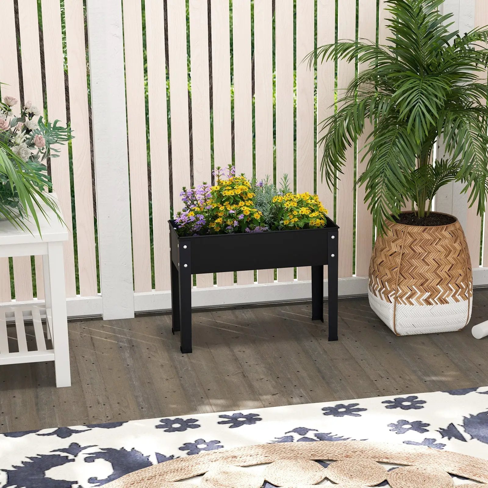 Metal Raised Garden Bed with Legs and Drainage Hole for Vegetable Flower-24 x 11 x 18 inches by DirectDeals