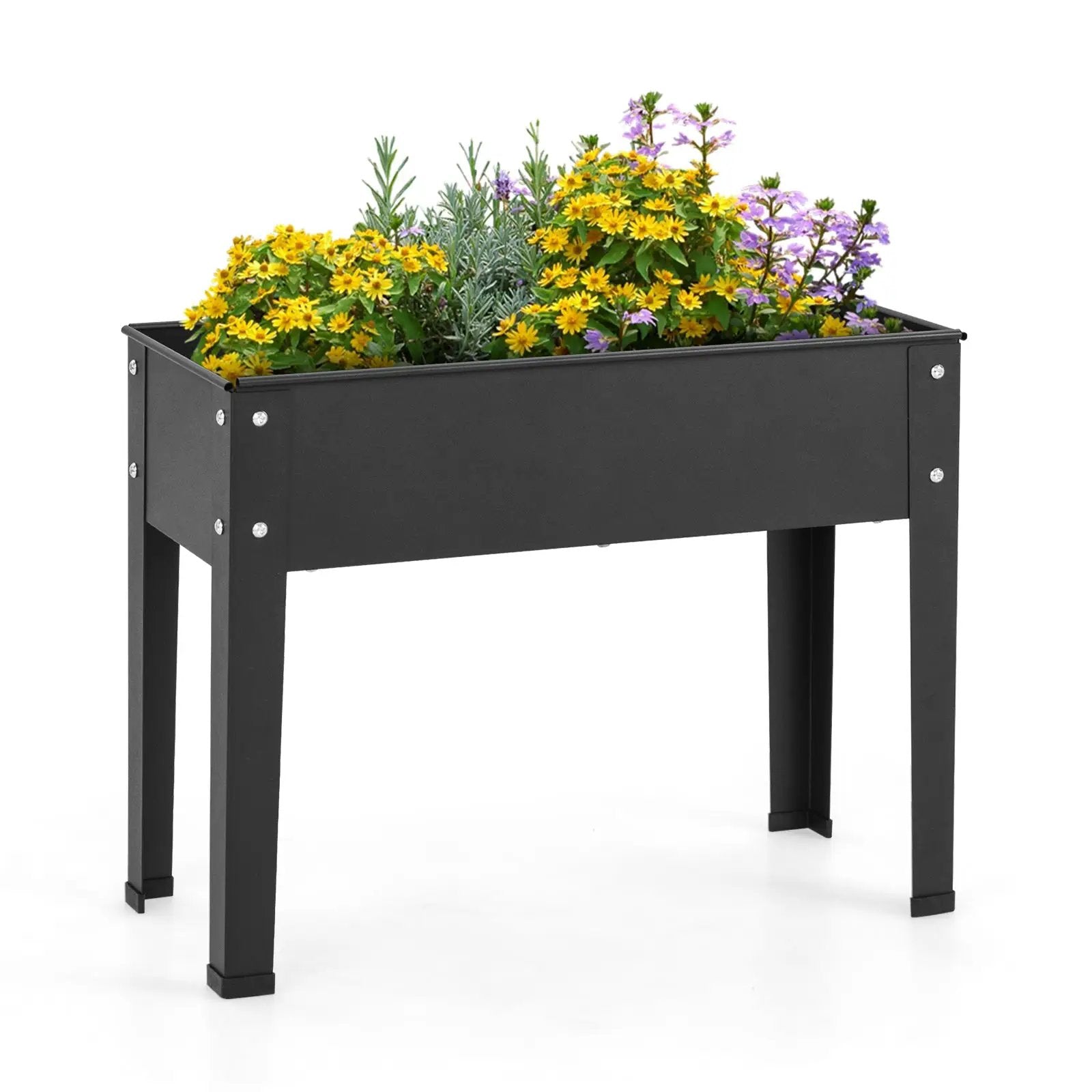 Metal Raised Garden Bed with Legs and Drainage Hole for Vegetable Flower-24 x 11 x 18 inches by DirectDeals