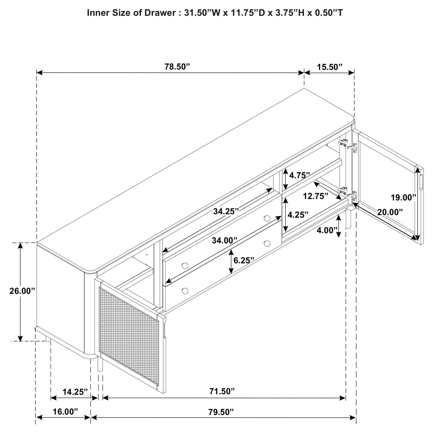 Benson - 2 Door TV Stand With Dual Drawers by HouseOfZazla