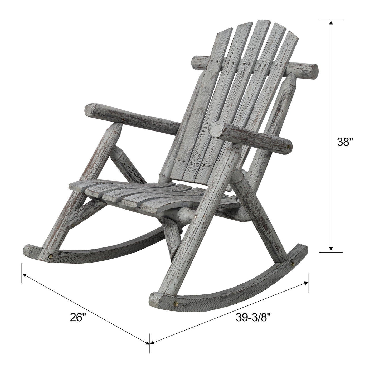 Durable Wooden Porch Rocker, Fir Log Rocking Chair by Unique Piece Furniture