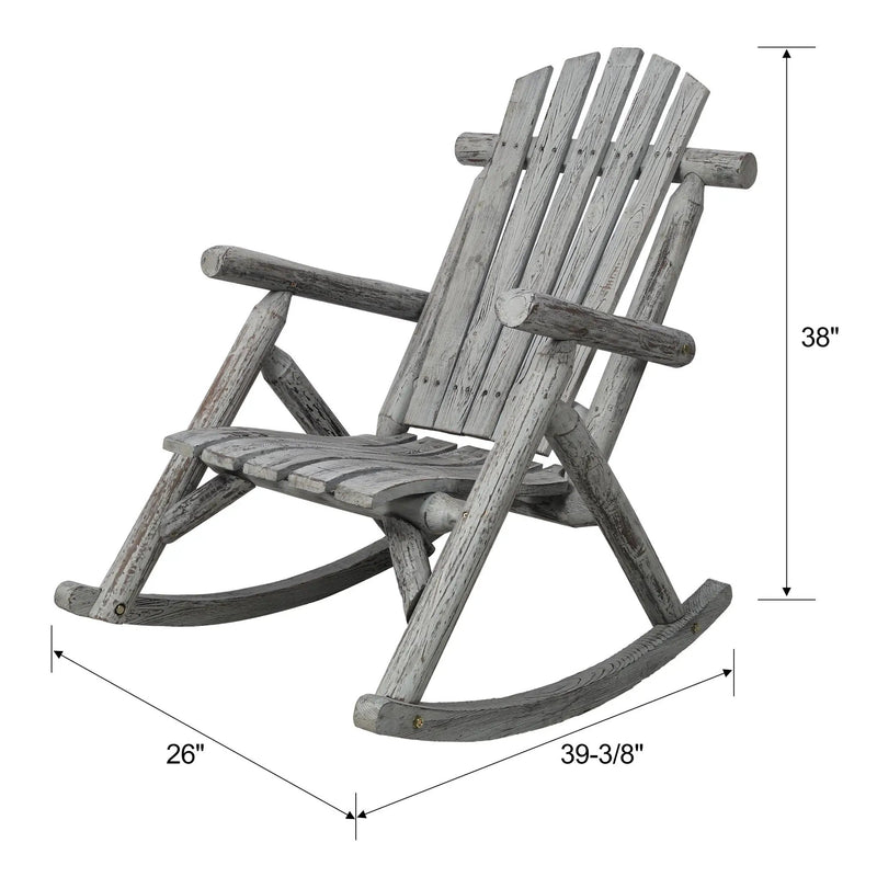 Durable Wooden Porch Rocker, Fir Log Rocking Chair by Unique Piece Furniture